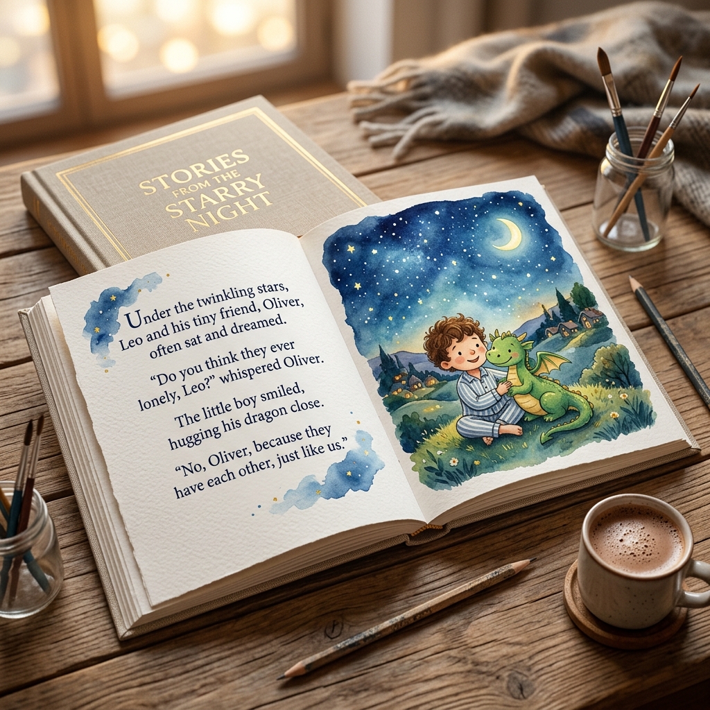 Children personalized book illustration mockup